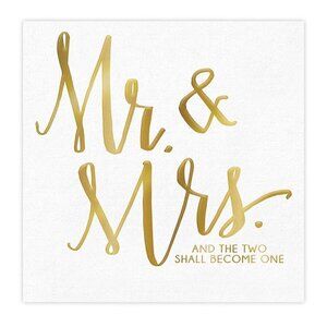 Paper Napkins Mr. & Mrs. lot of 3 packs of 20 / 60 total Wedding NIP